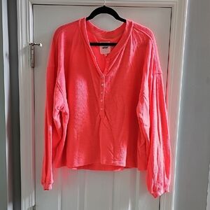 Aerie Vibrant Pink Henley Sweater